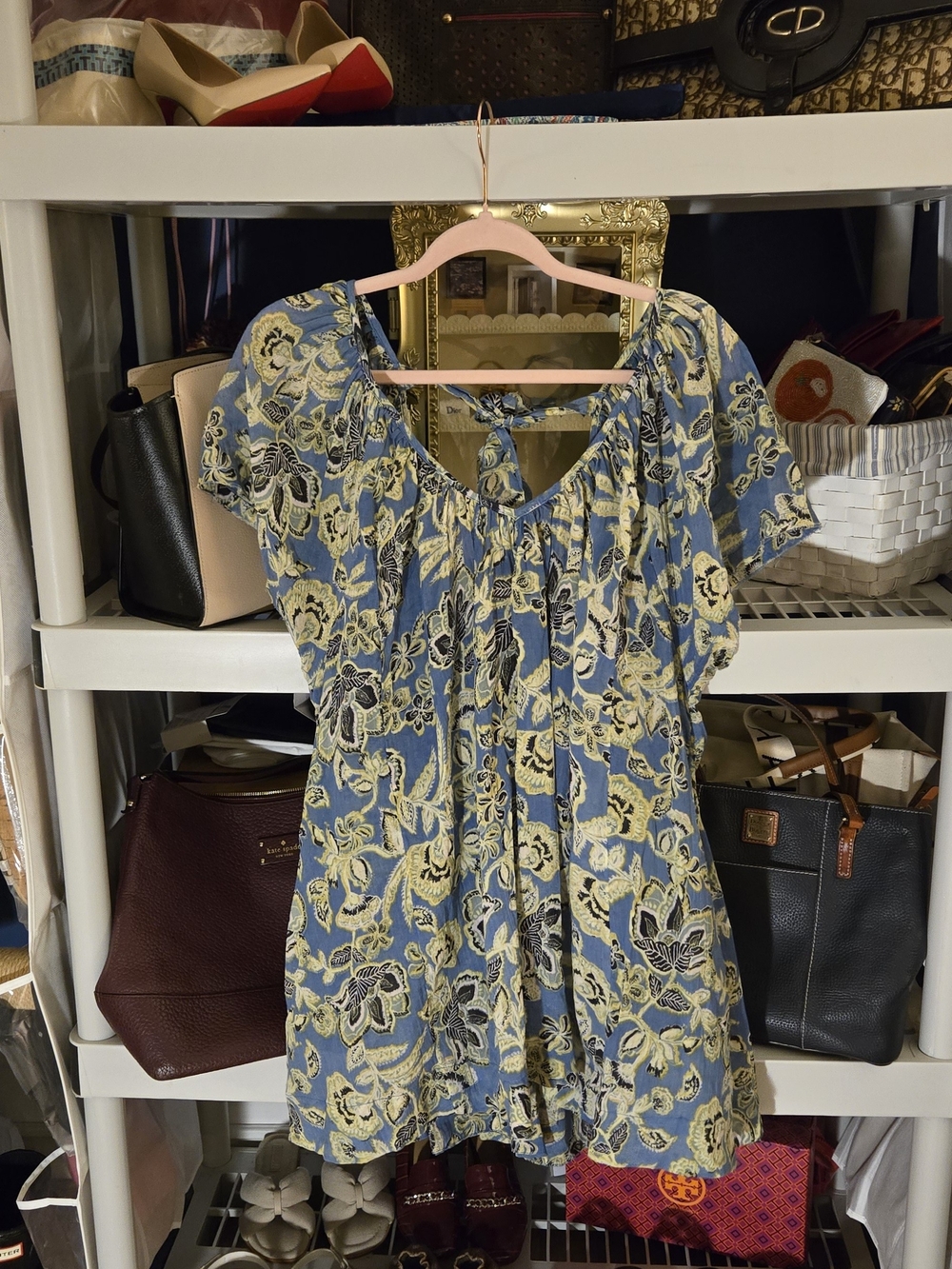 Free People Blue and Yellow Floral Mini Dress